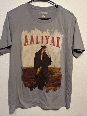 Aaliyah Graphic Short Sleeve Tee - Gray with Red Logo